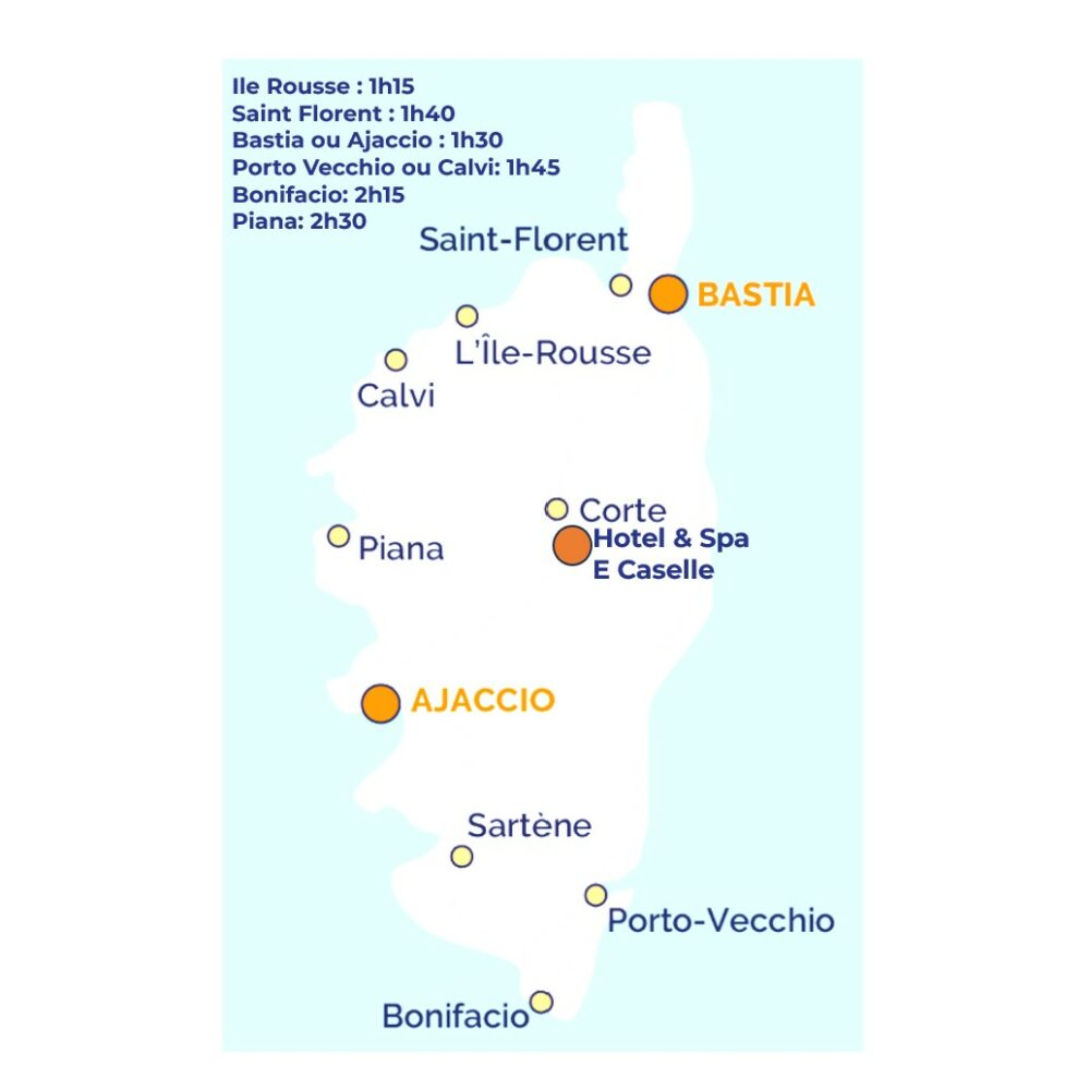 Carte Corse et distance E Casell
